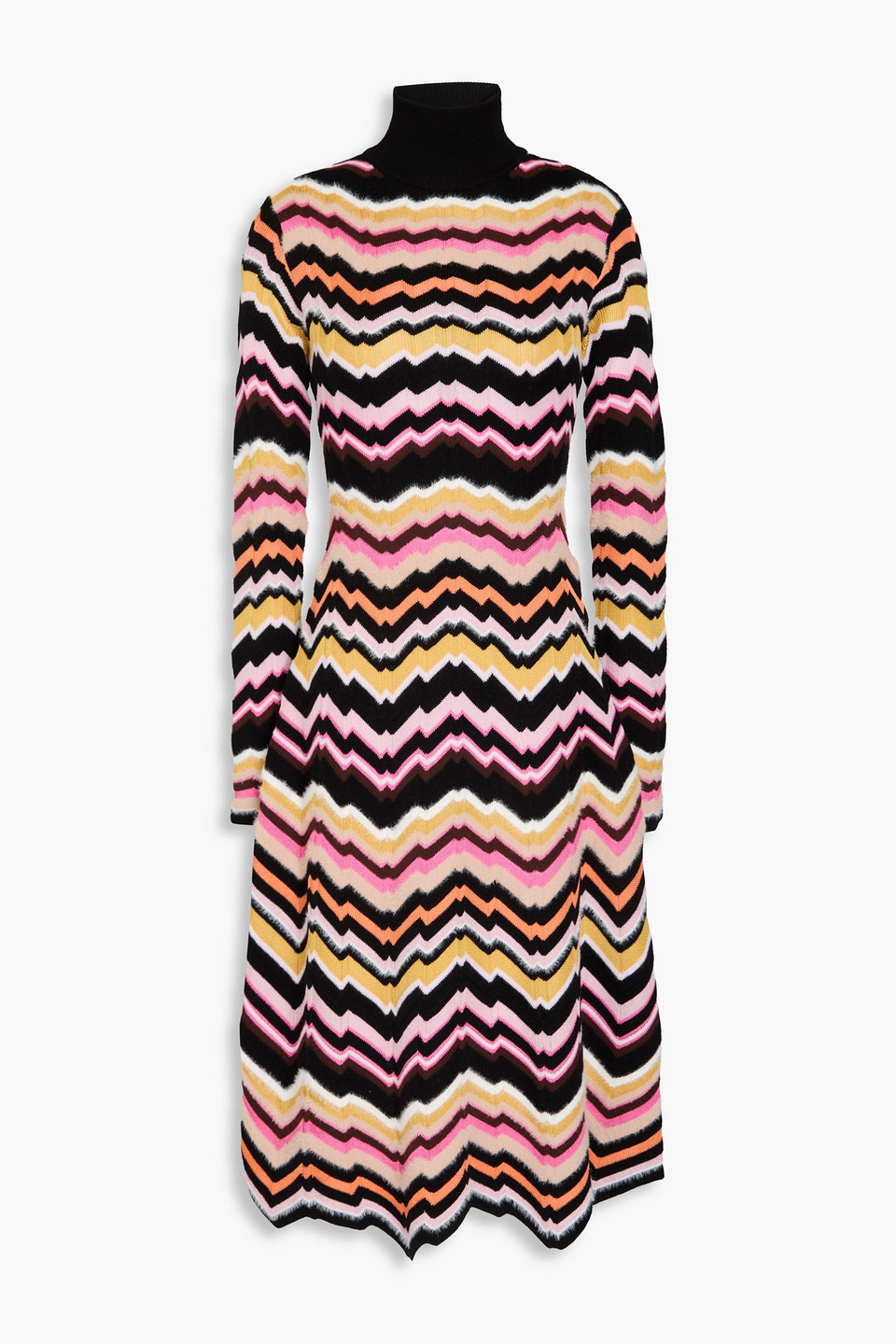 Missoni Kleid Mit Rollkragen Und Intarsienmuster In Schwarz