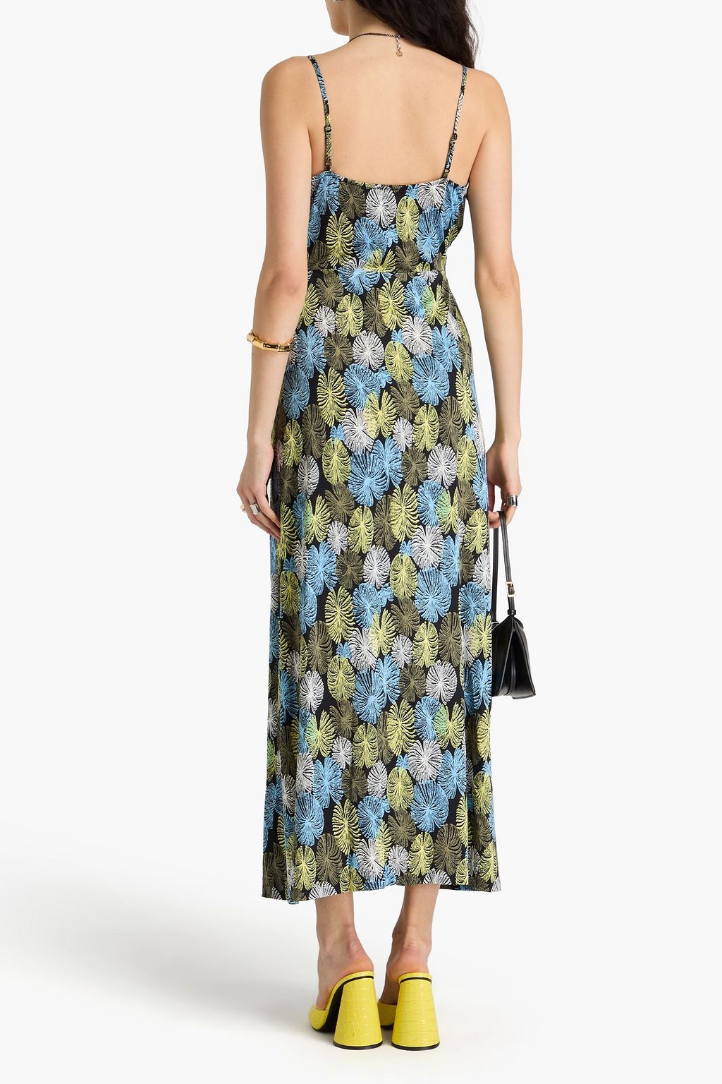 DIANE VON FURSTENBERG ジャージー ラップ風マキシワンピース プリント入り