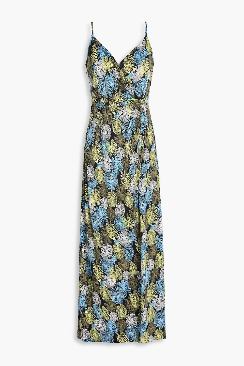 Saavya wrap-effect printed jersey maxi dress
