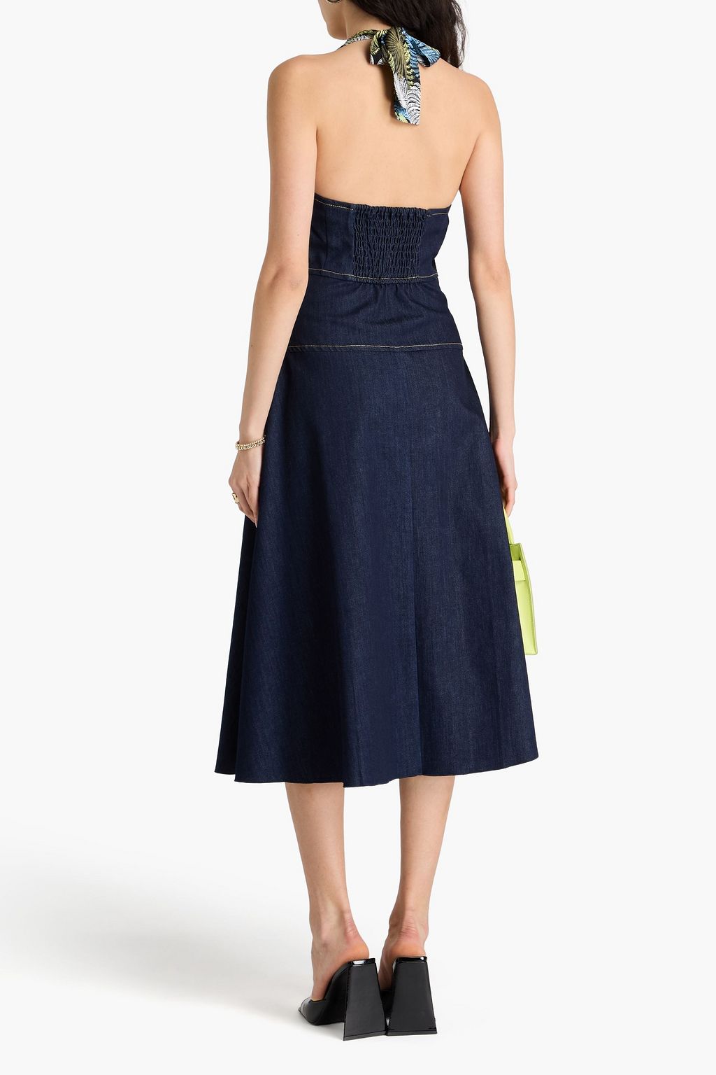 DIANE VON FURSTENBERG デニム ホルターネック ミディワンピース