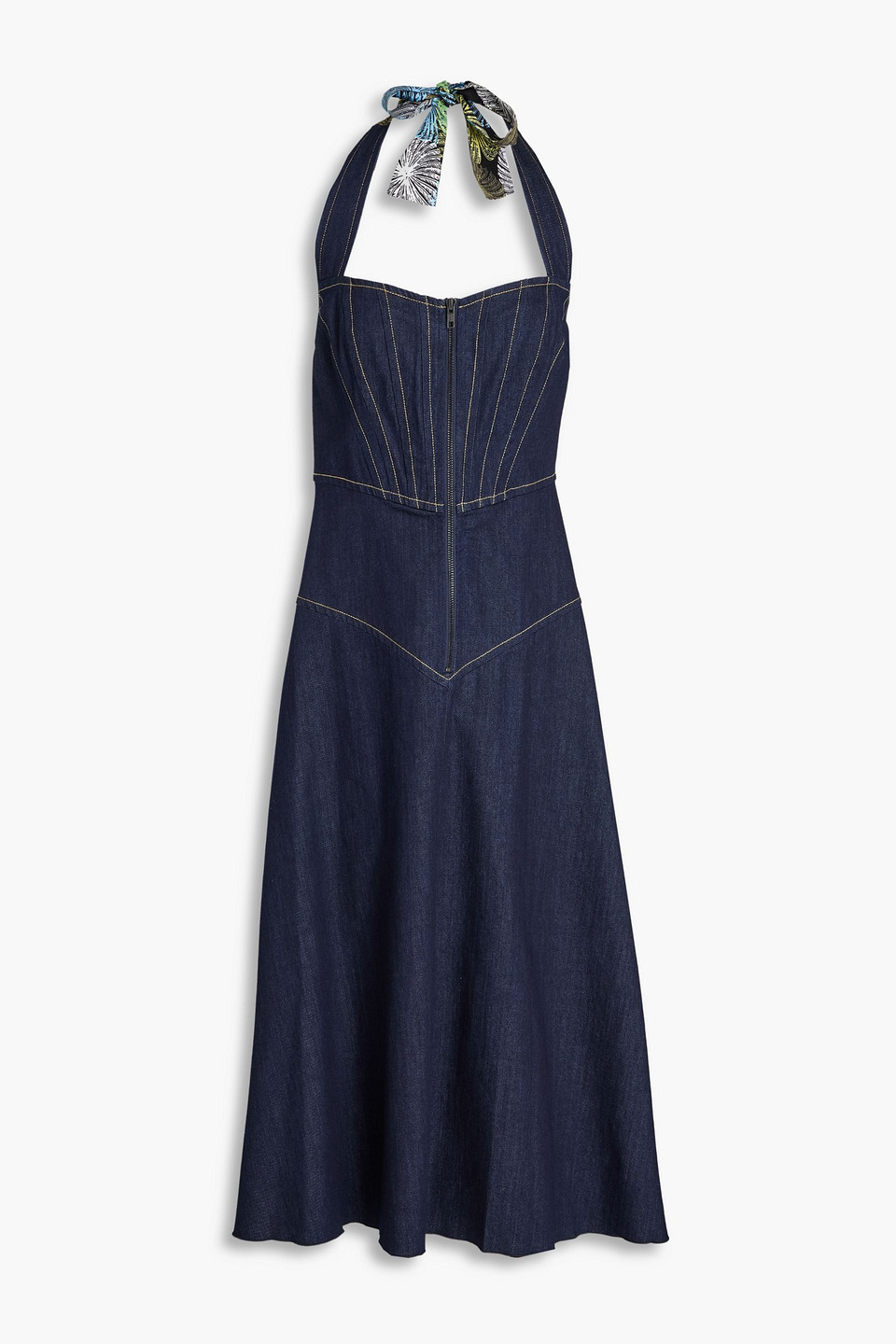 Diane Von Furstenberg Millena Denim Halterneck Midi Dress