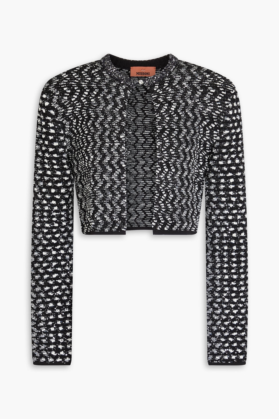 Missoni Cropped Sequined Jacquard-knit Cardigan In Black