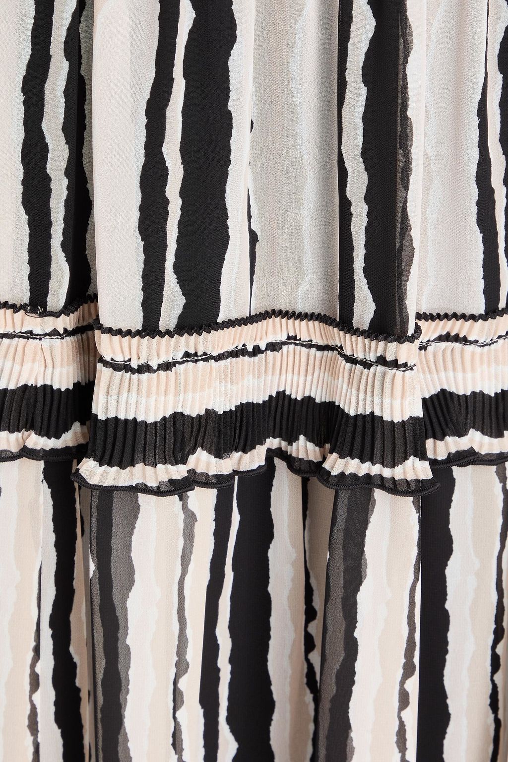 DIANE VON FURSTENBERG ジョーゼット ミディワンピース ティアード ストライプ