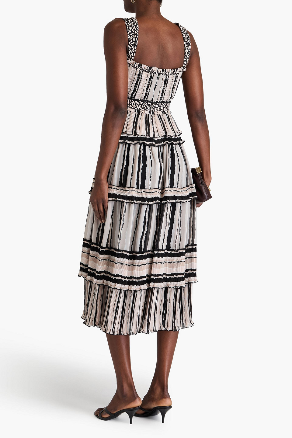 Diane Von Furstenberg Cato Tiered Striped Georgette Midi Dress