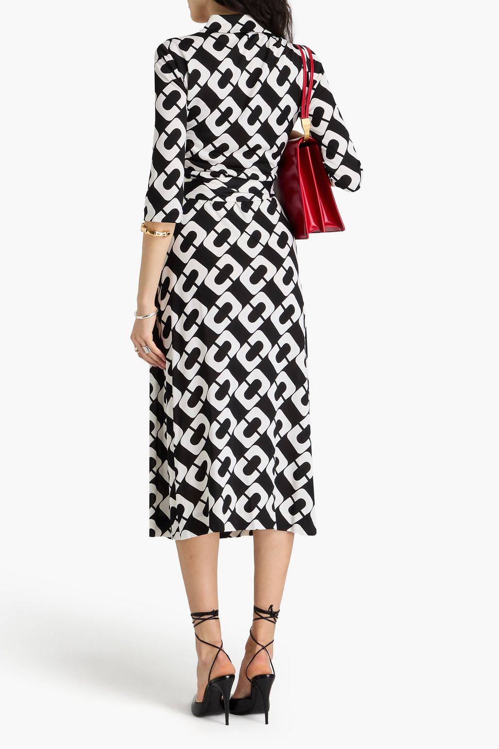 DIANE VON FURSTENBERG シルクジャージー ミディラップドレス プリント入り