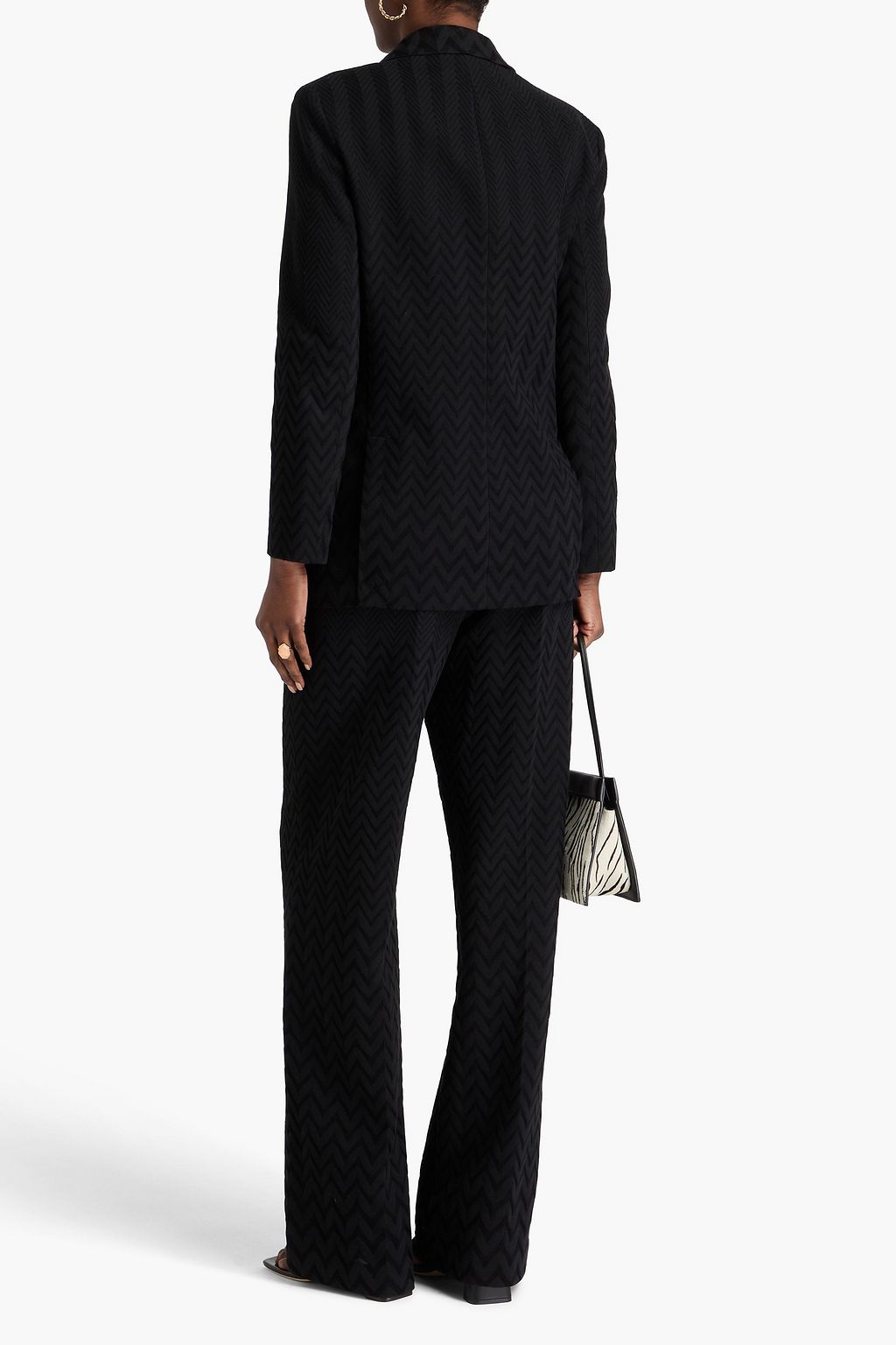 MISSONI Double-breasted jacquard-knit cotton-blend blazer