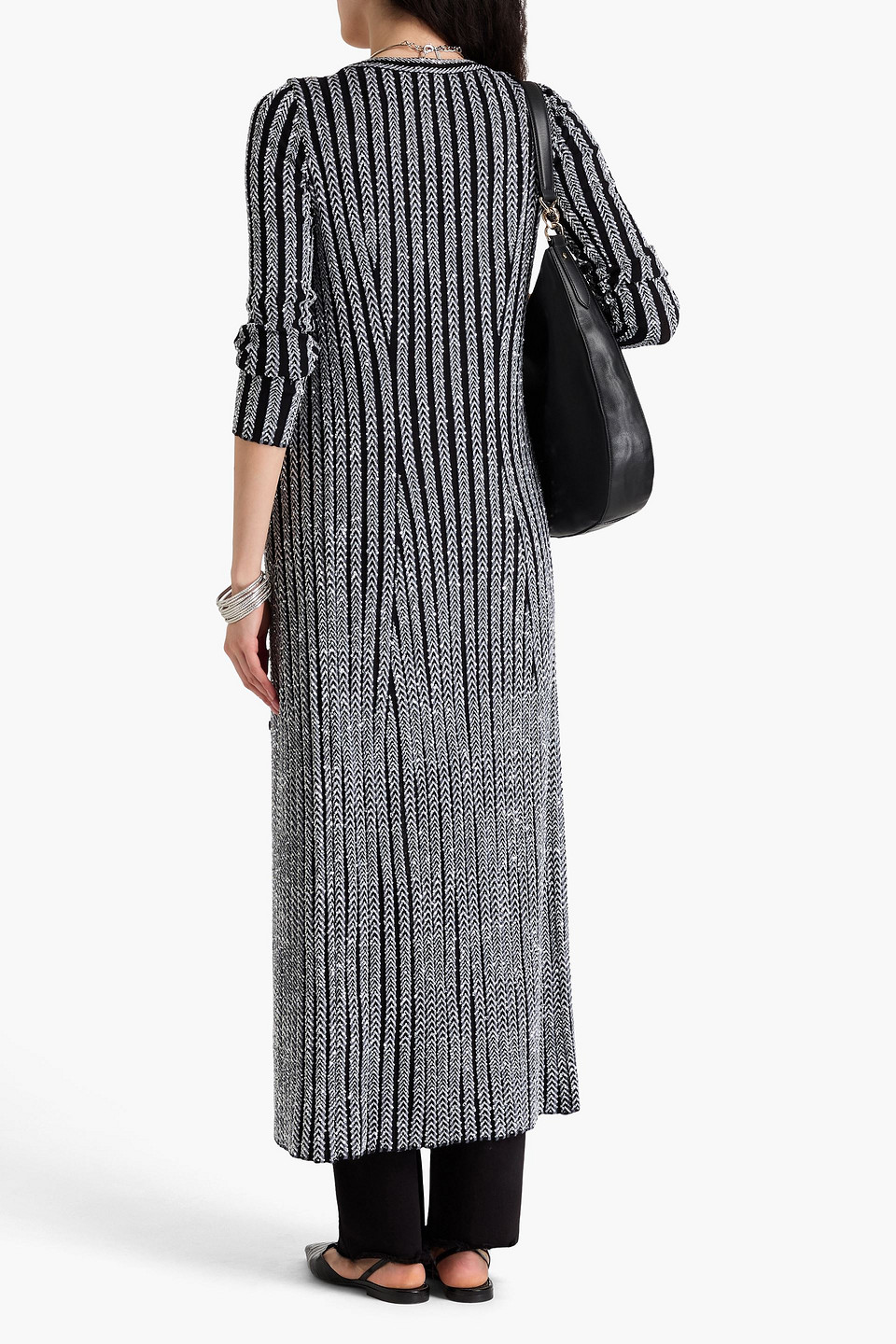 Missoni Striped Sequin-embellished Knitted Cardigan In Black