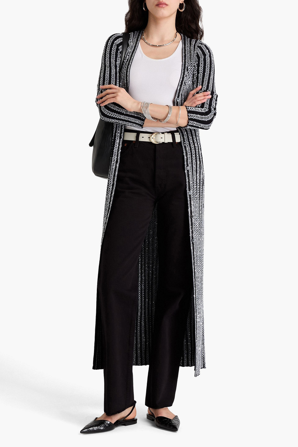Missoni Striped Sequin-embellished Knitted Cardigan In Black