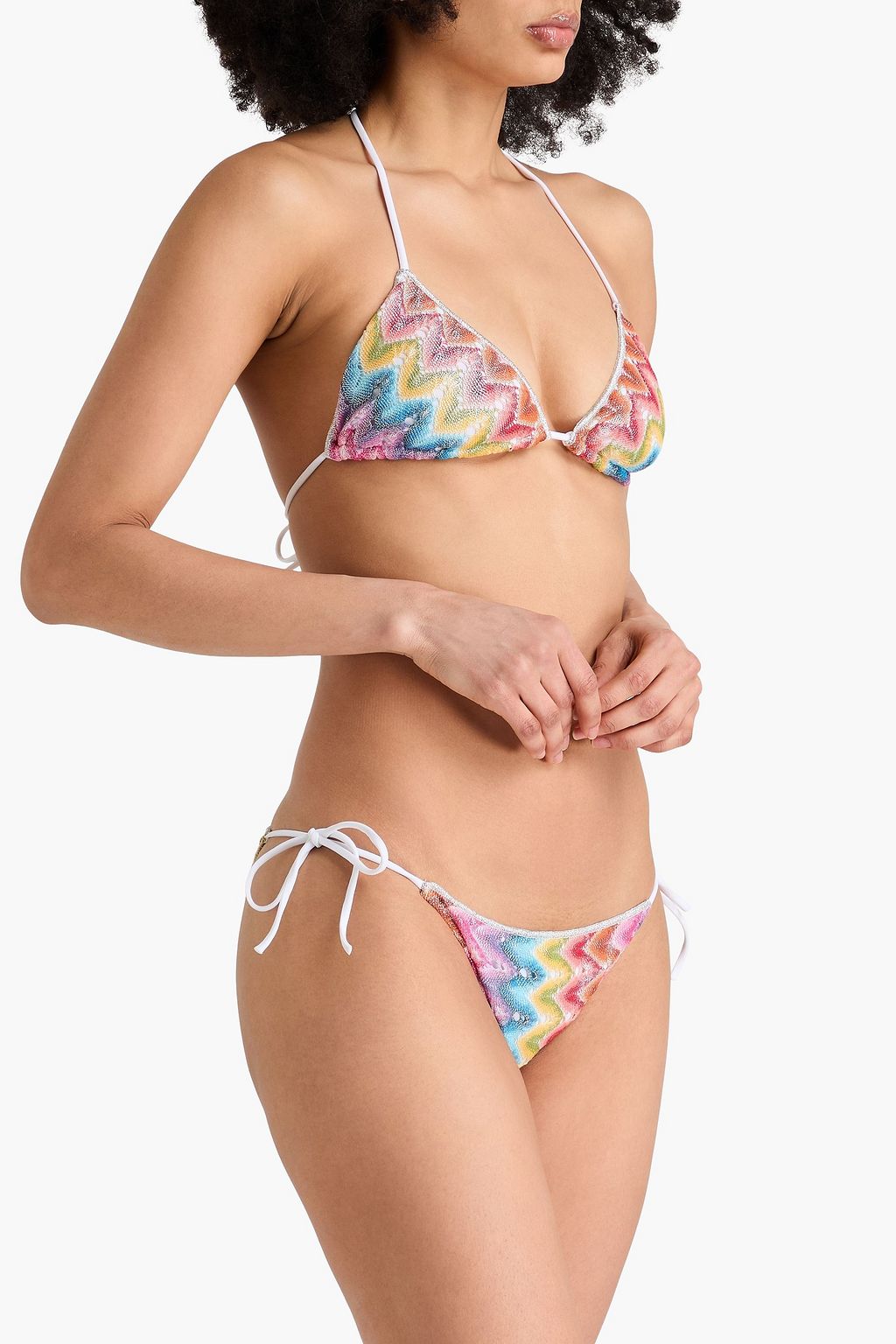 MISSONI بيكيني مثلث الشكل من نسيج بحبكة الكروشيه وبلون معدني