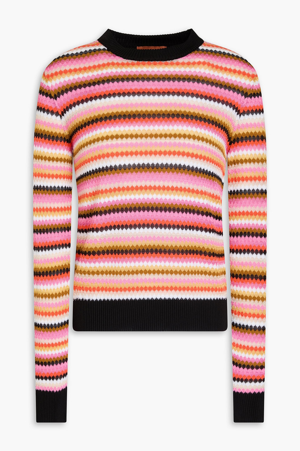 Missoni Crochet-knit Cotton-blend Sweater In Pink
