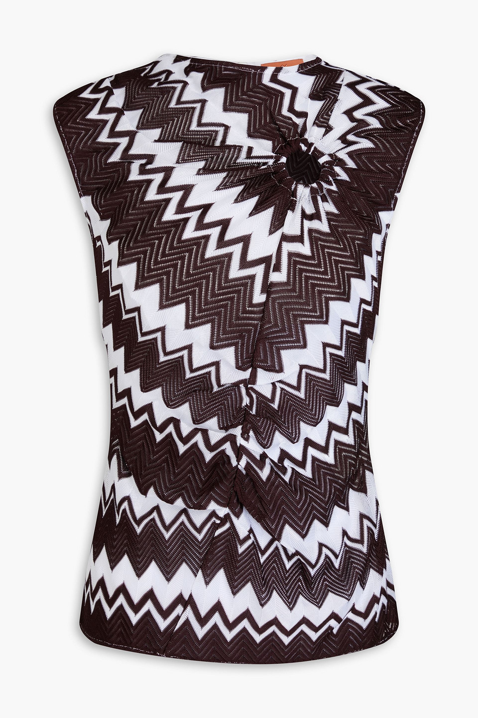 Missoni Cutout Crochet-knit Top In Dark Brown