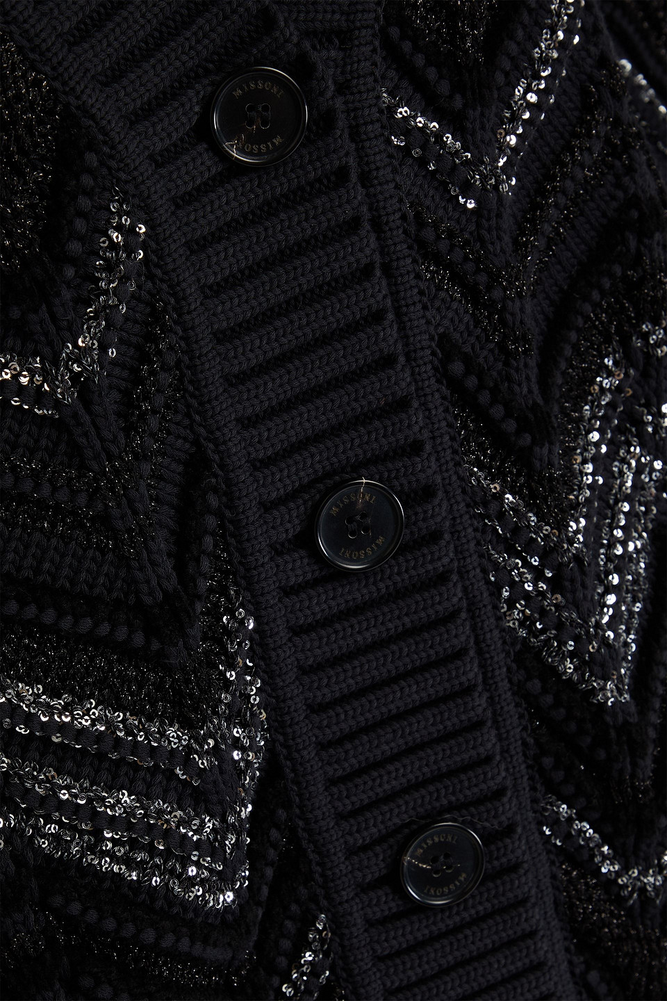 Missoni Sequin-embellished Metallic Jacquard-knit Cardigan In Blue