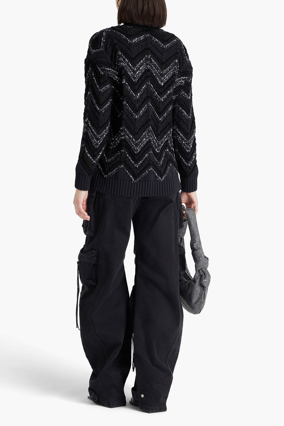 Missoni Sequin-embellished Metallic Jacquard-knit Cardigan In Blue