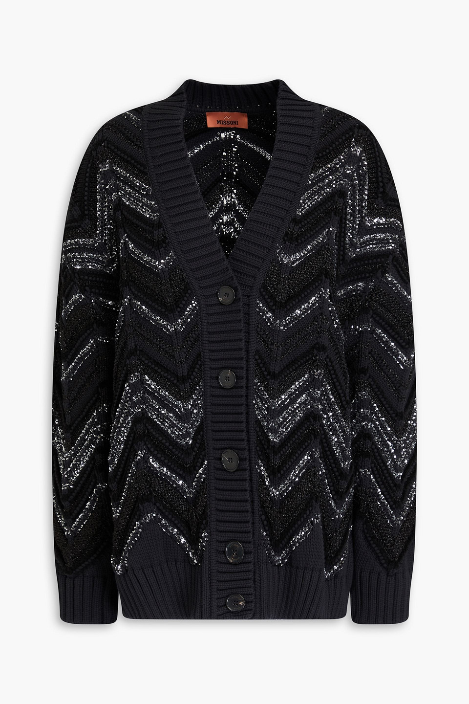 Missoni Sequin-embellished Metallic Jacquard-knit Cardigan In Blue