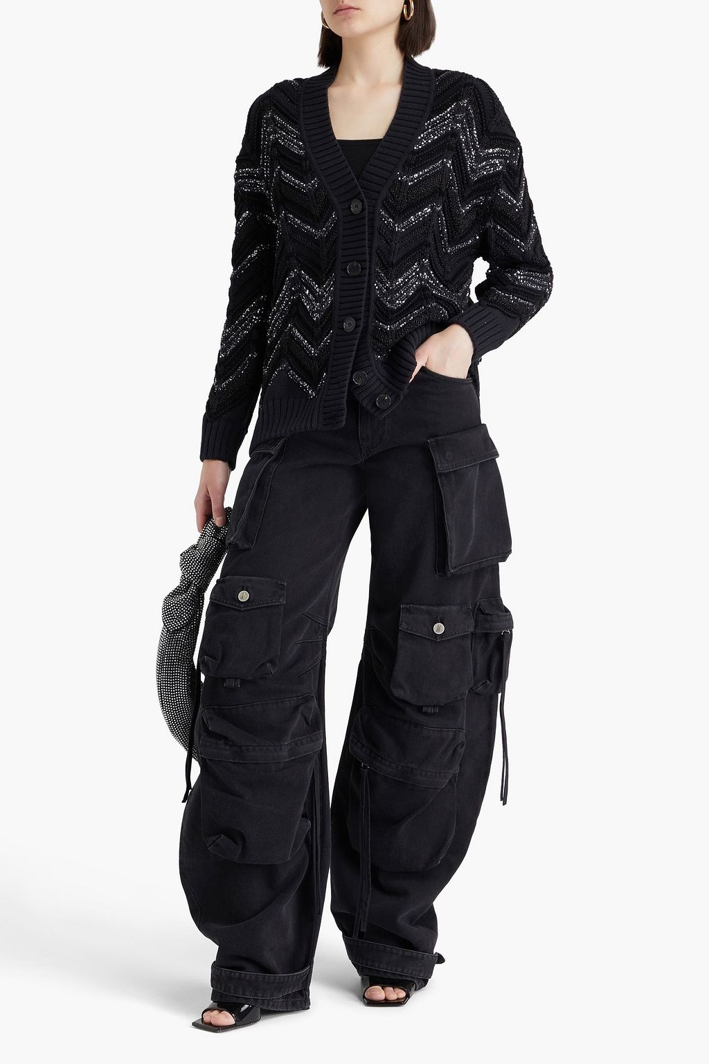MISSONI Cardigan aus Jacquard-Strick mit Metallic-Effekt und Pailletten