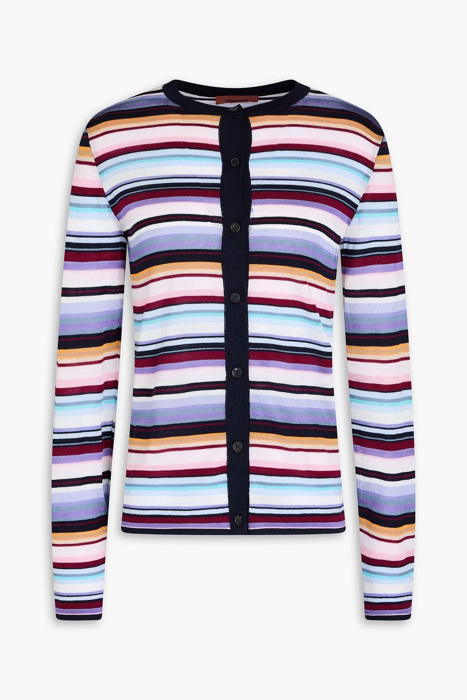 Missoni Striped Wool Blend Knit Cardigan In Multicolor