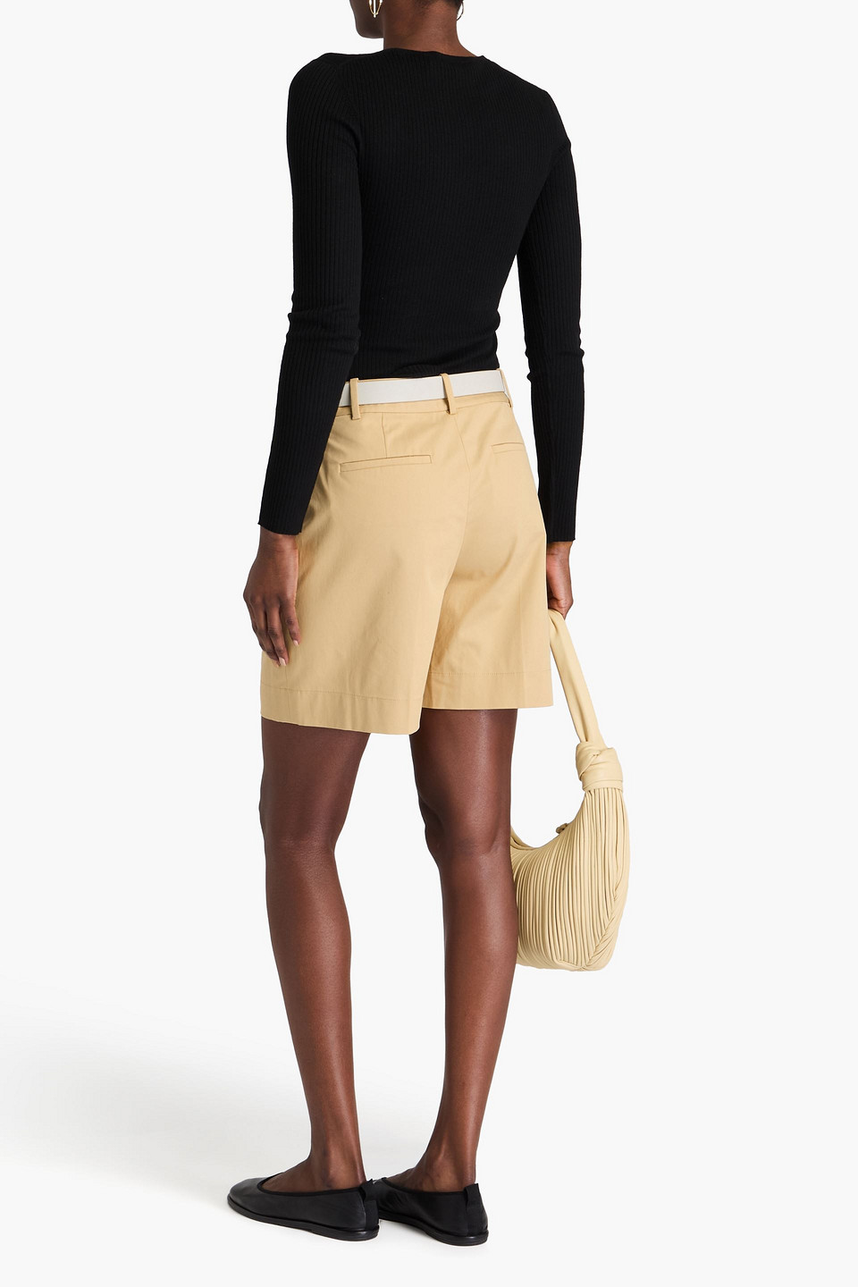 THEORY PLEATED STRETCH-COTTON TWILL SHORTS