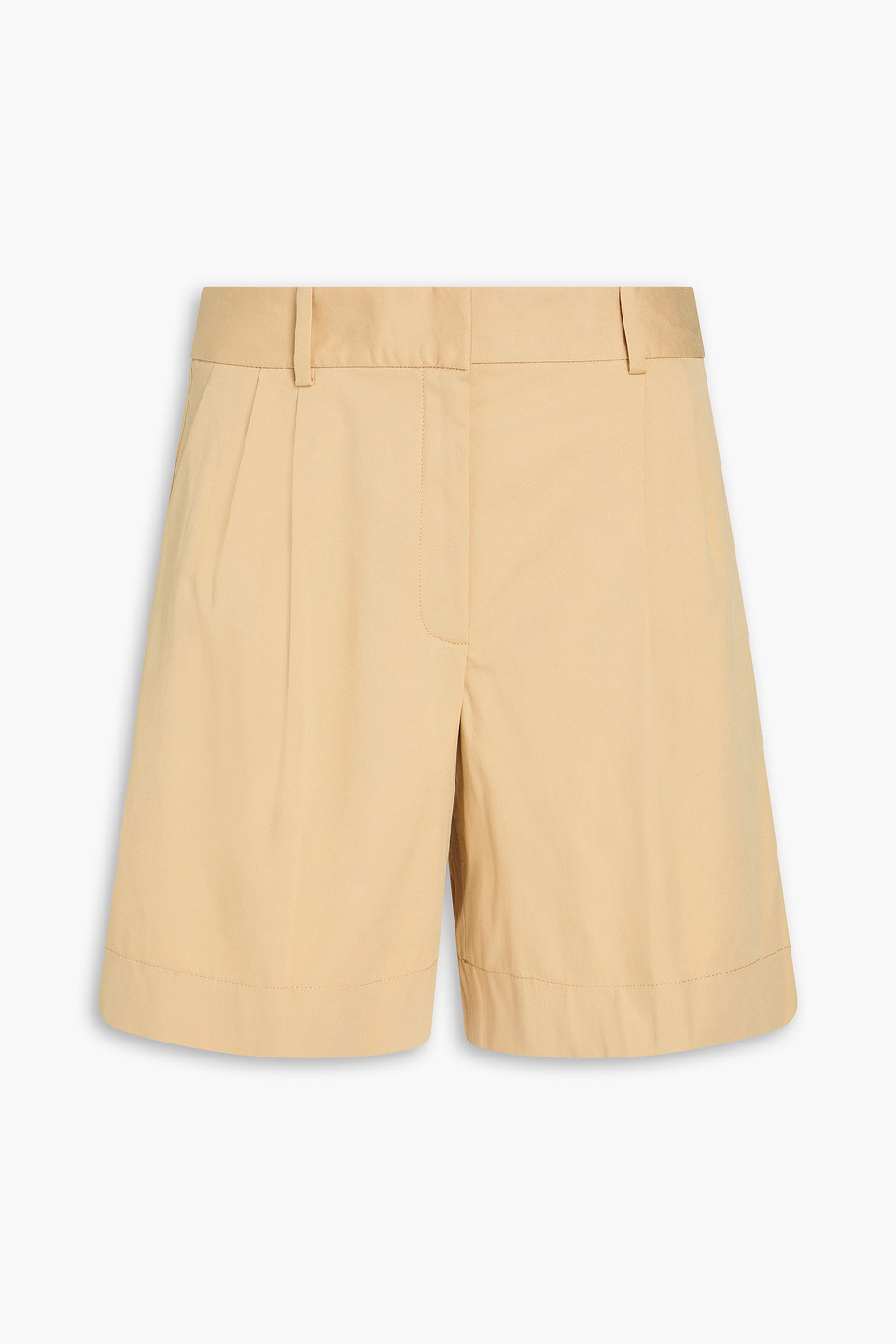 THEORY PLEATED STRETCH-COTTON TWILL SHORTS