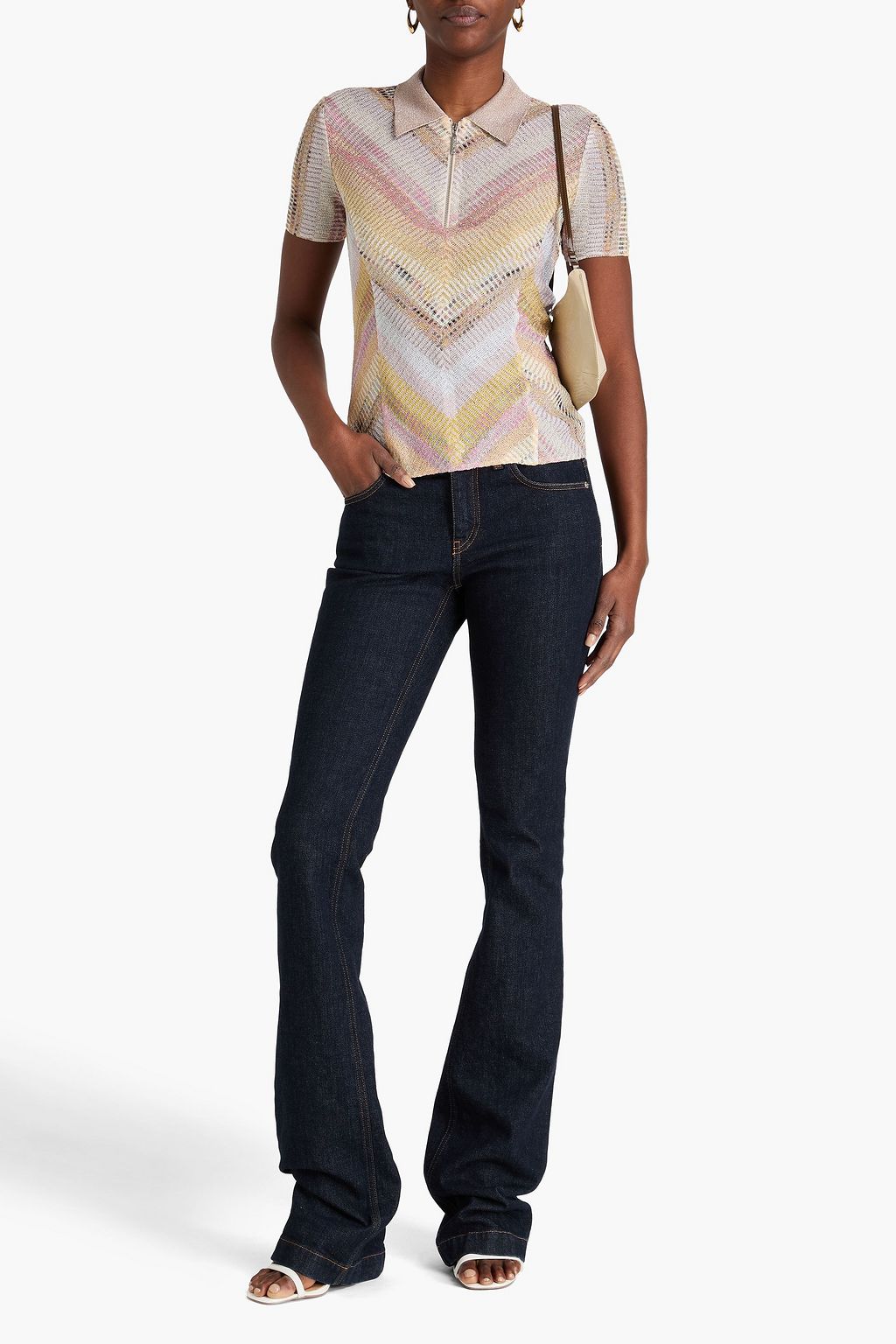 MISSONI 메탈릭 크로셰 니트 폴로 셔츠