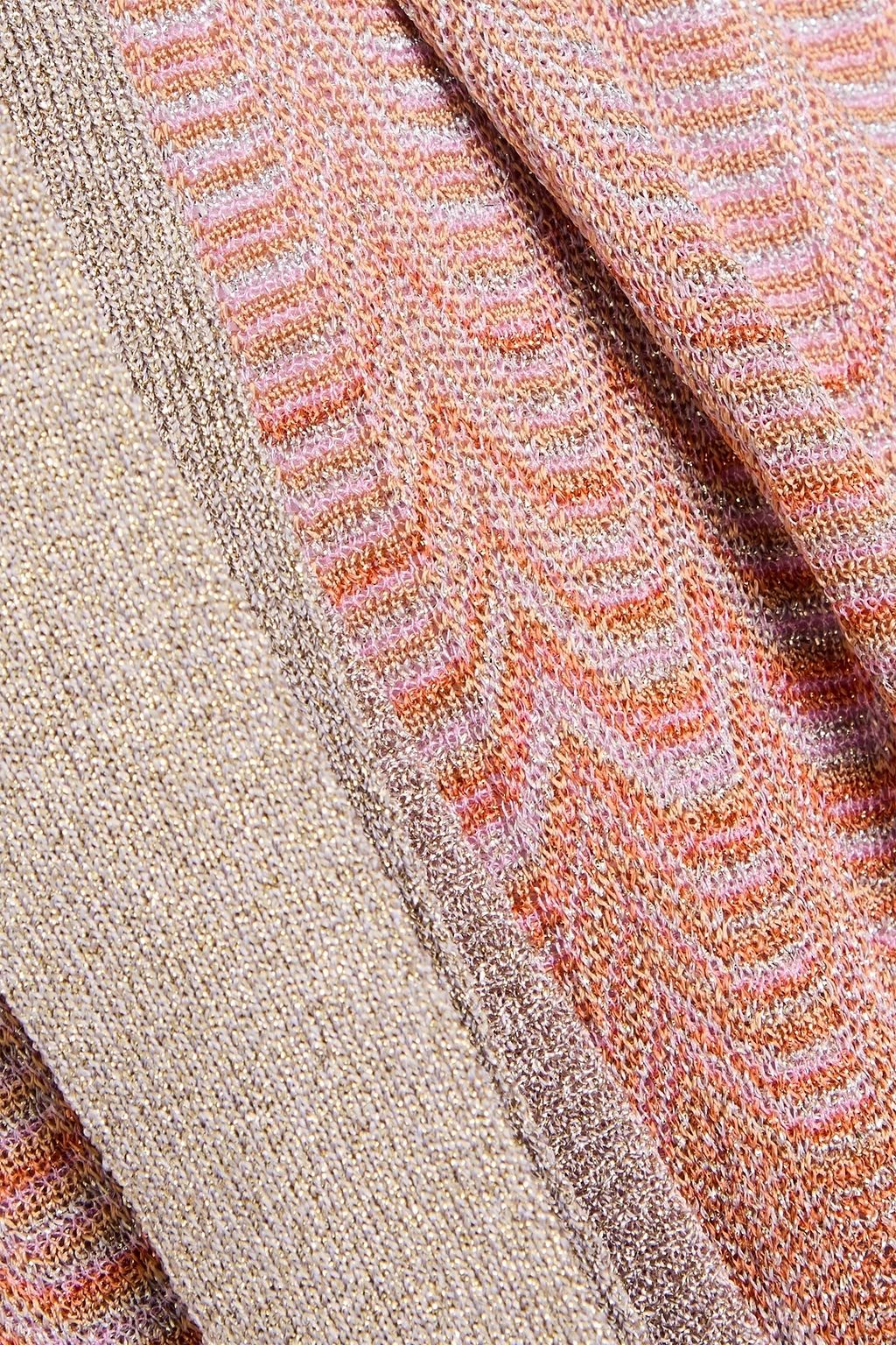 MISSONI Belted metallic crochet-knit cardigan