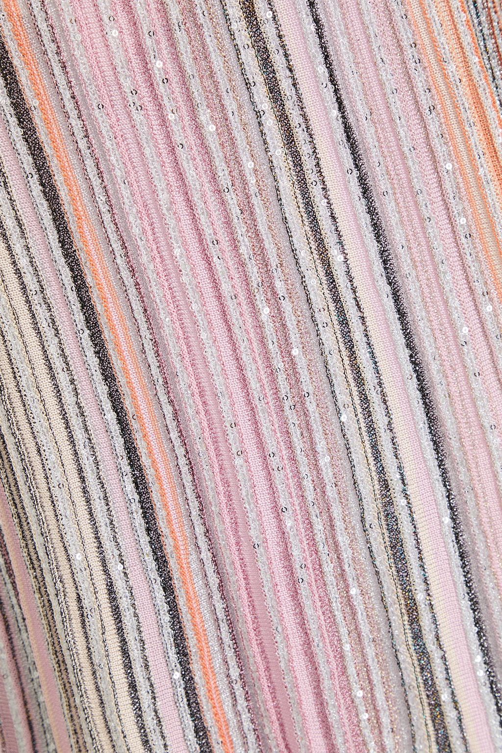 MISSONI Embellished metallic striped ribbed-knit tank