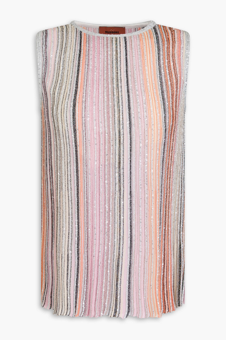 Missoni Metallic Ribbed-knit Tank In Orange