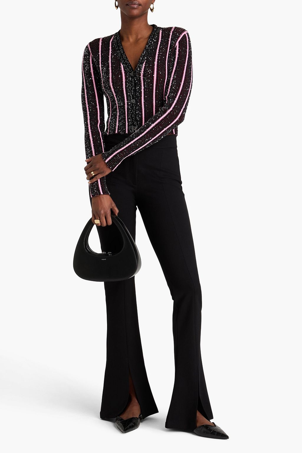 MISSONI Cropped sequin-embellished ribbed-knit cardigan