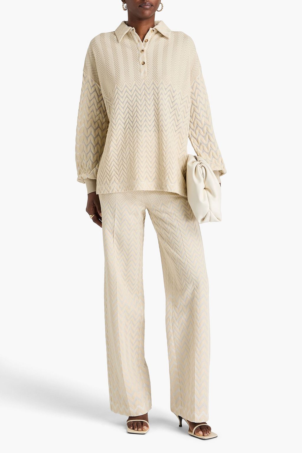 MISSONI Pullover aus Häkelstrick aus einer Baumwollmischung mit Polokragen