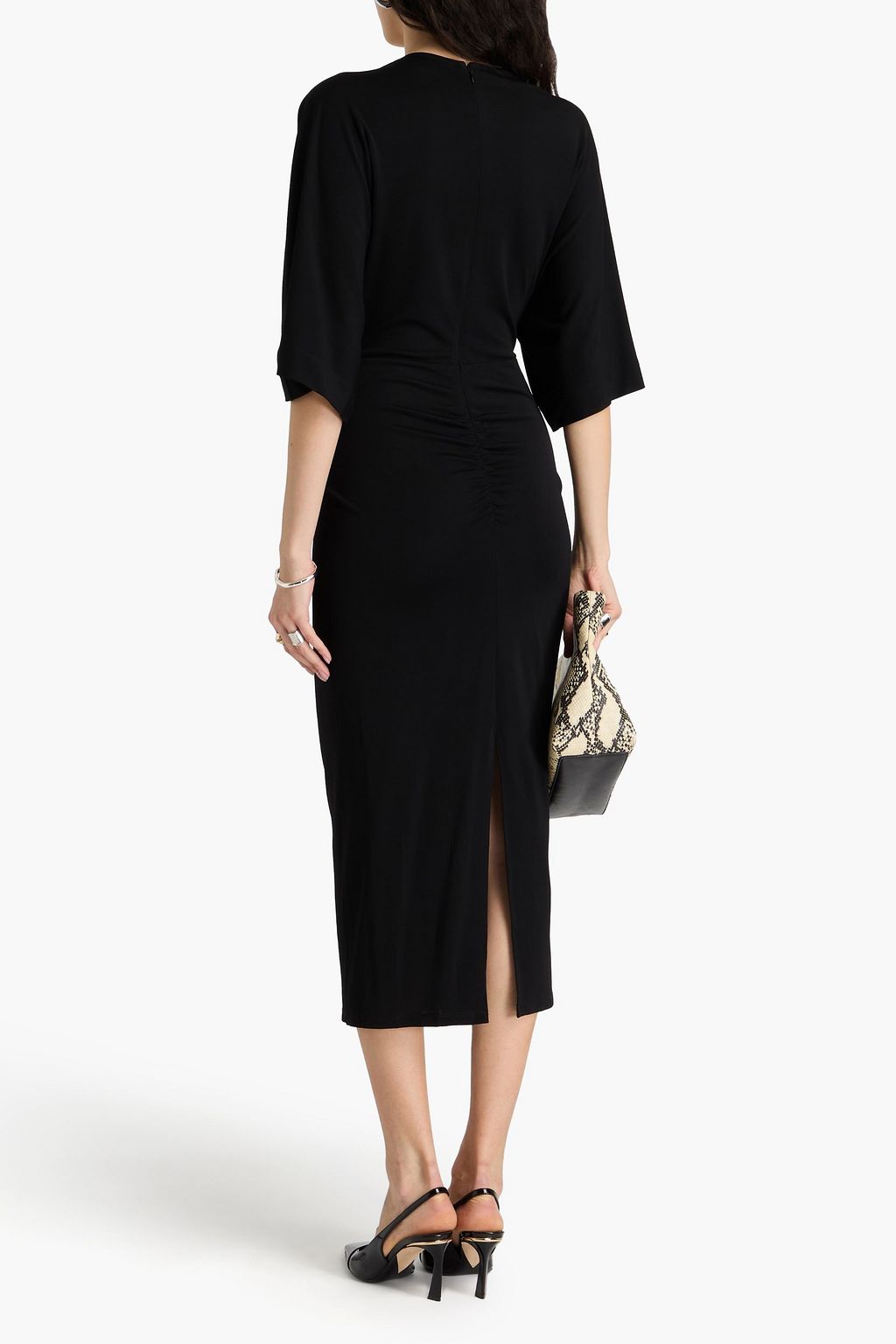 DIANE VON FURSTENBERG 루쉬 디테일 저지 미디 드레스