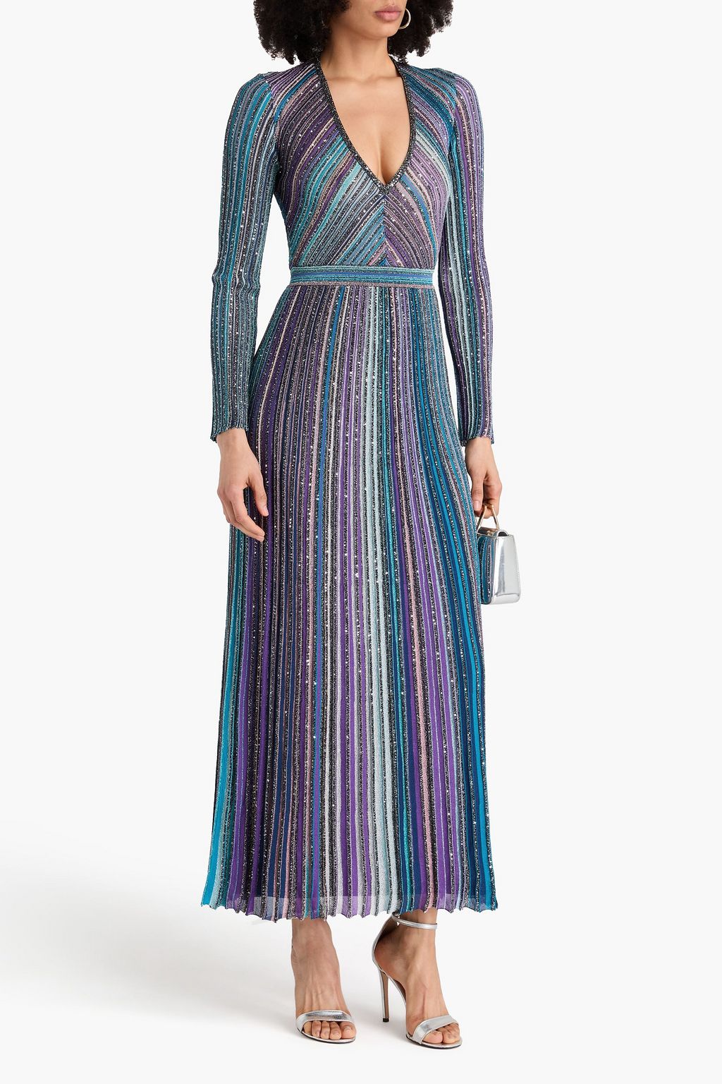 MISSONI Metallic ribbed-knit maxi dress