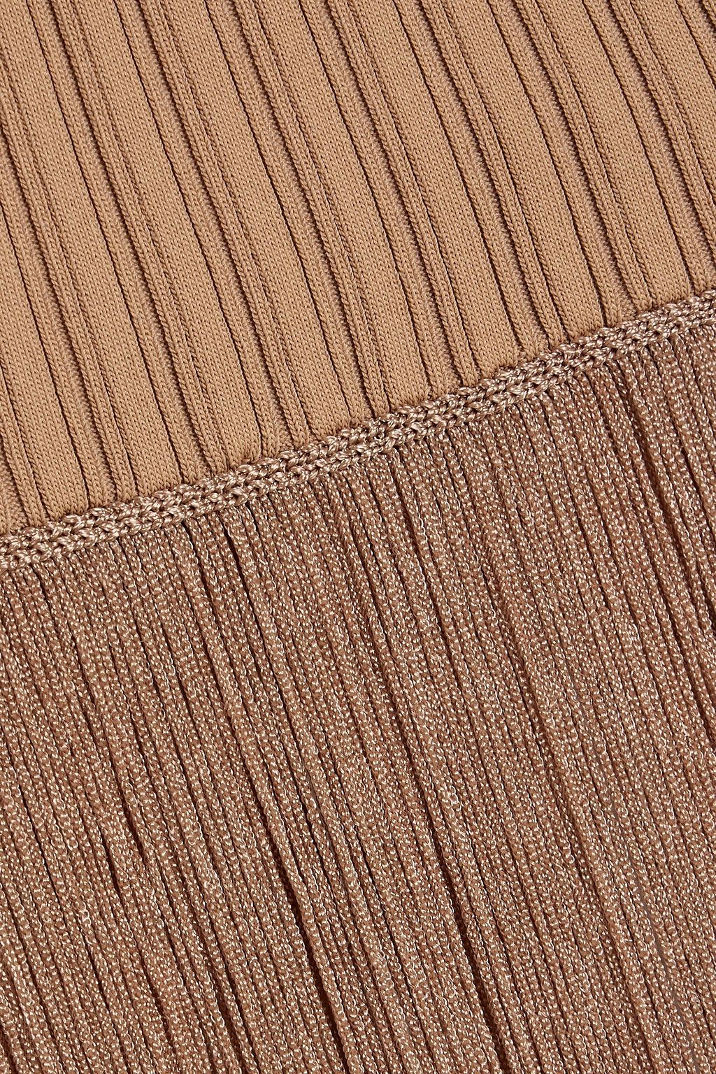 KHAITE Cedar fringed ribbed-knit maxi dress