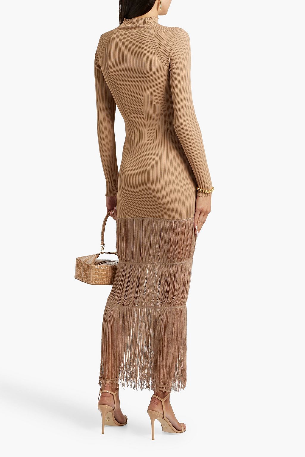 KHAITE Cedar fringed ribbed-knit maxi dress