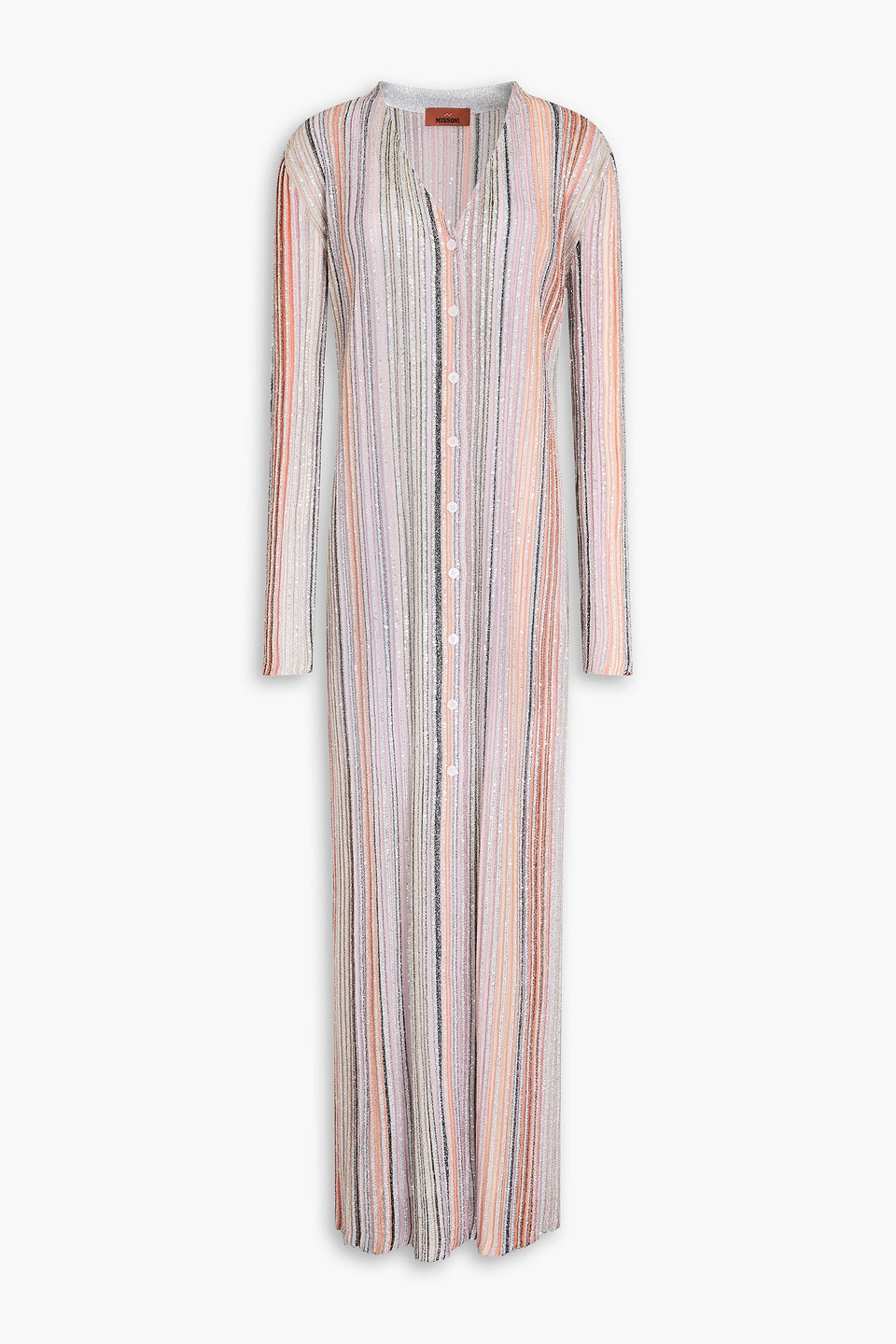 Missoni Metallic Striped Ribbed-knit Cardigan In Pink