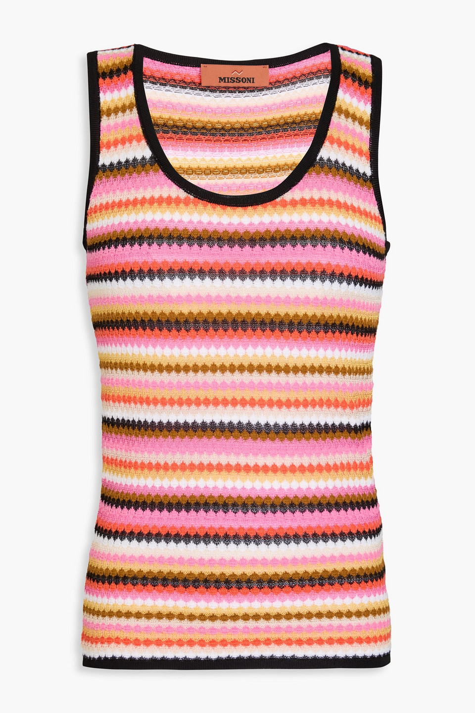 Crochet-knit cotton-blend tank