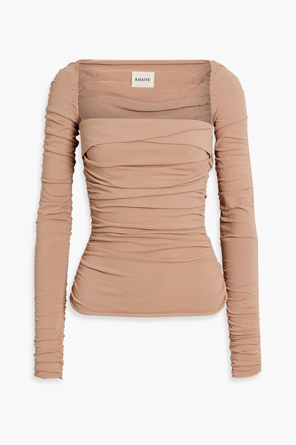 Khaite Tala Ruched Stretch-jersey Top In Light Brown
