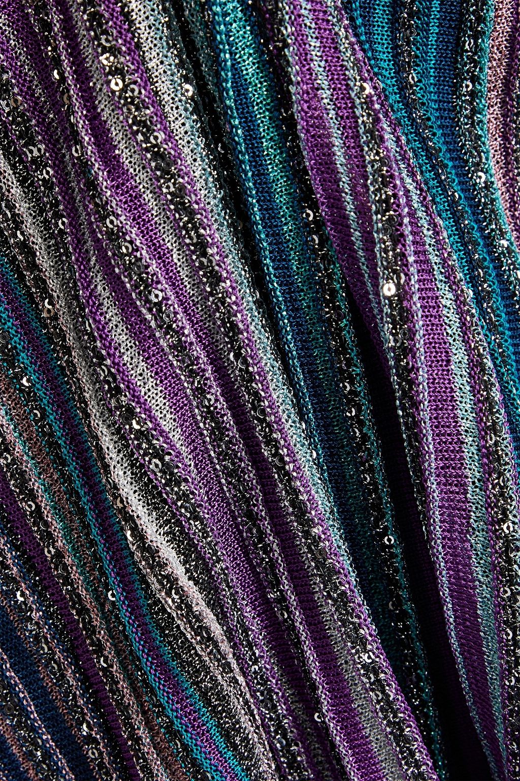 MISSONI Sequin-embellished metallic striped ribbed-knit mini dress
