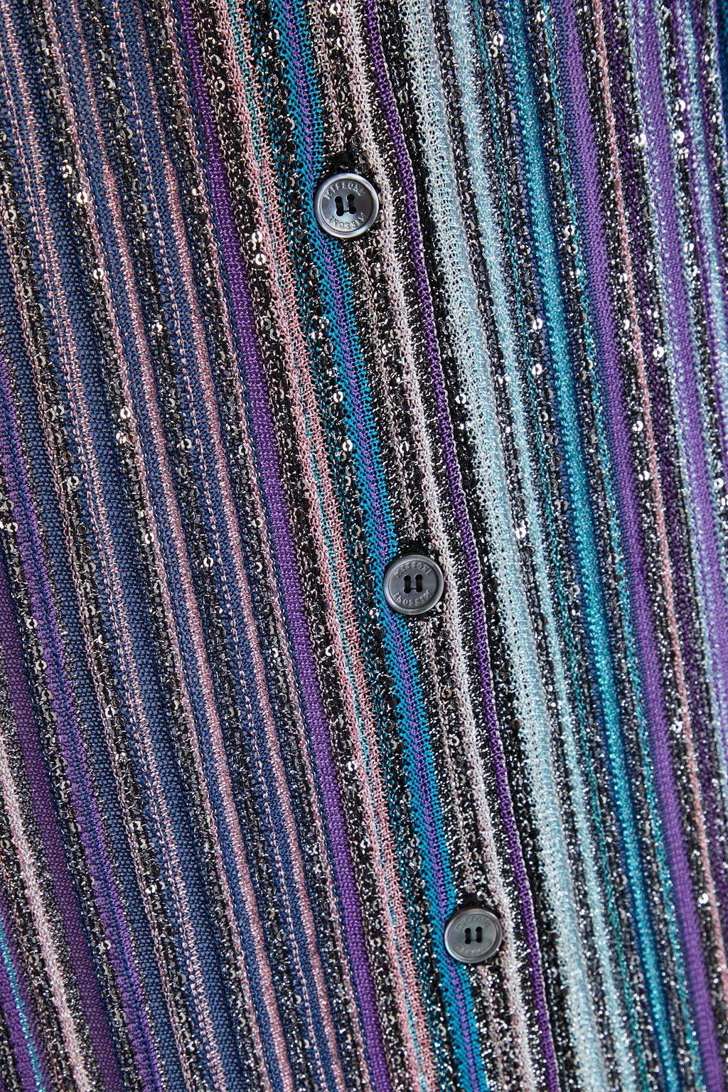 MISSONI Metallic striped ribbed-knit cardigan