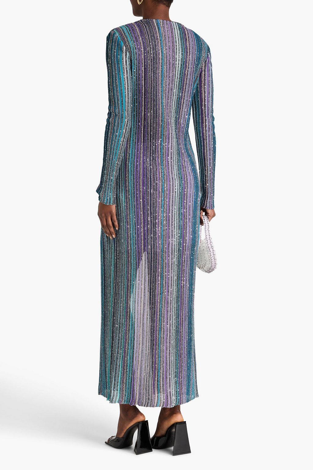MISSONI Metallic striped ribbed-knit cardigan