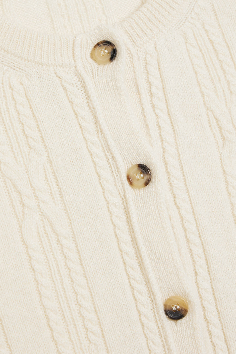 KHAITE ALASKA CROPPED CABLE-KNIT CASHMERE CARDIGAN