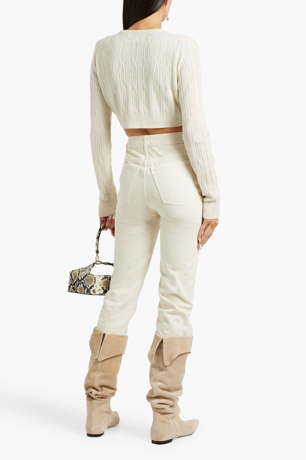 KHAITE Alaska cropped cable-knit cashmere cardigan