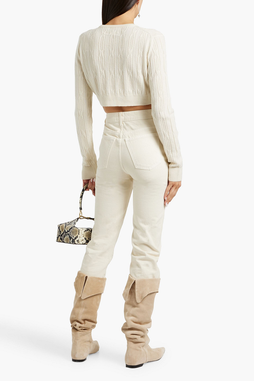 KHAITE ALASKA CROPPED CABLE-KNIT CASHMERE CARDIGAN