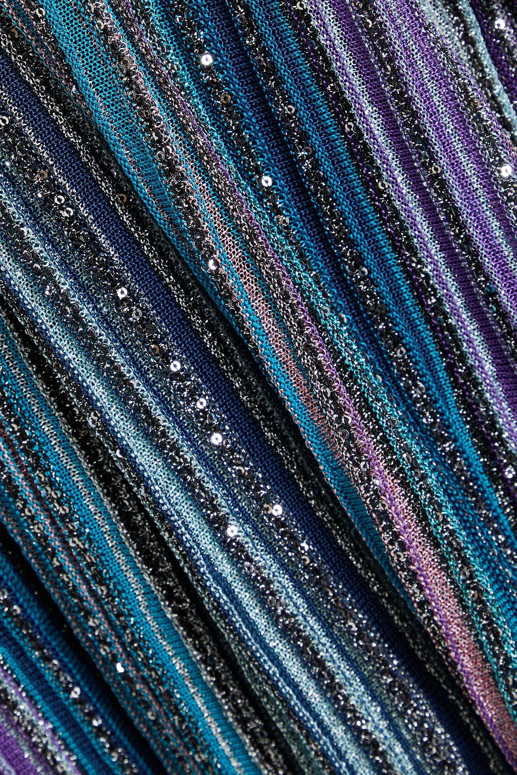 MISSONI Gestreifte Hose mit weitem Bein aus Rippstrick mit Verzierung