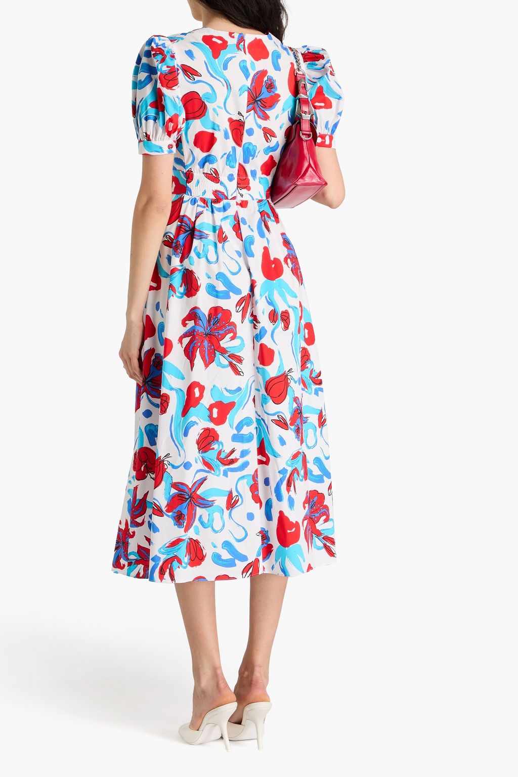 DIANE VON FURSTENBERG コットン混ポプリン ミディワンピース