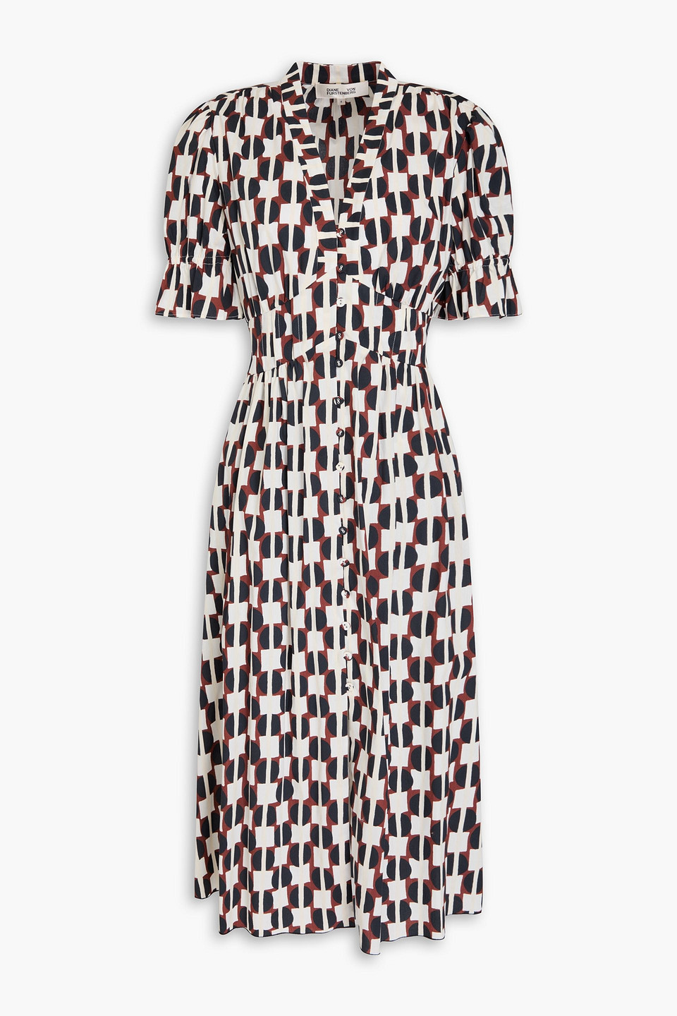 Diane Von Furstenberg Erica Printed Cotton-blend Poplin Midi Dress In Multi