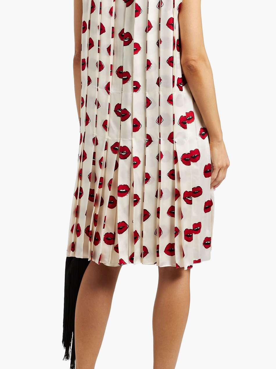 blaz pleated printed cupro-satin dress