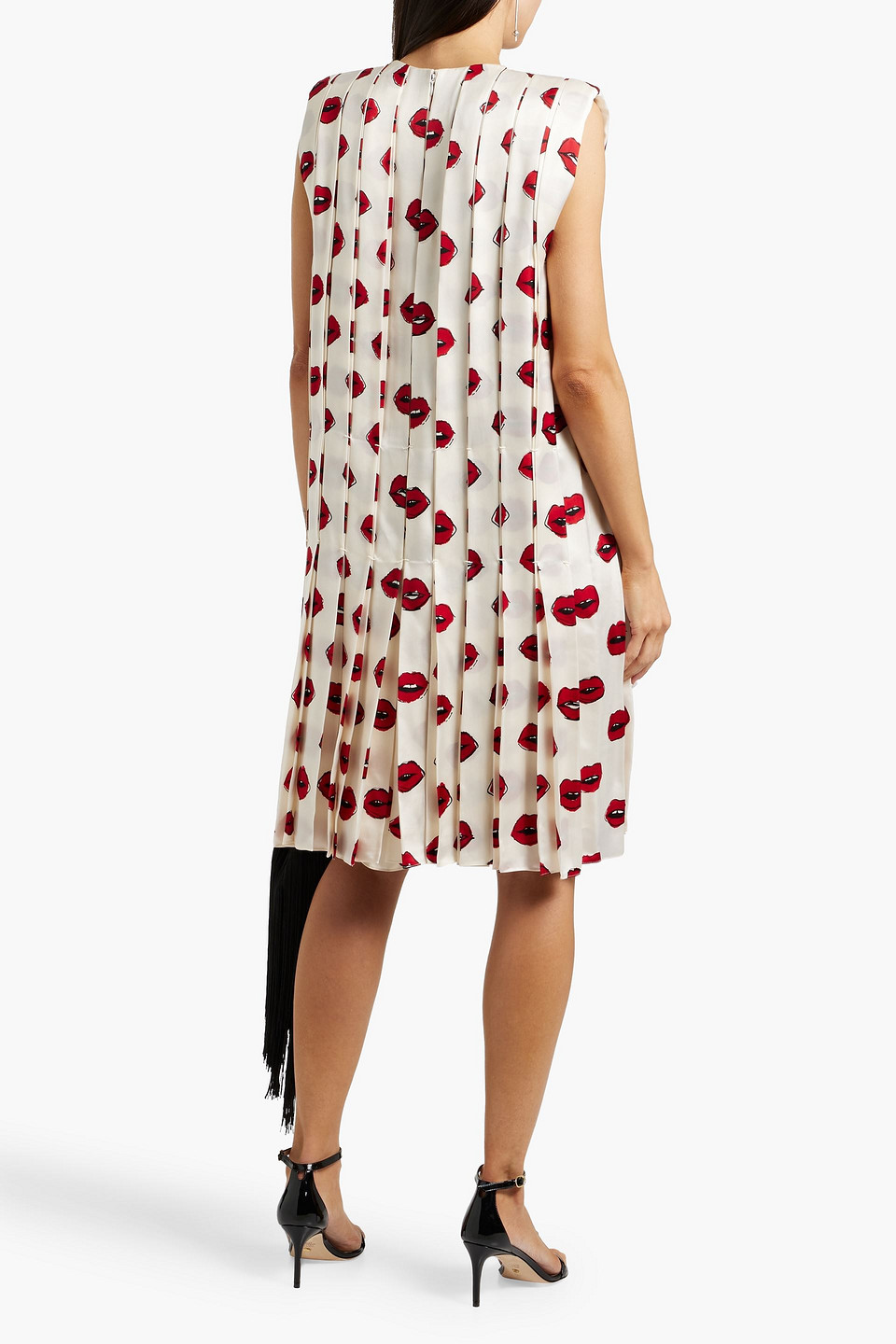 Khaite Blaz Kleid Aus Cupro-satin Mit Print Und Falten In Rot