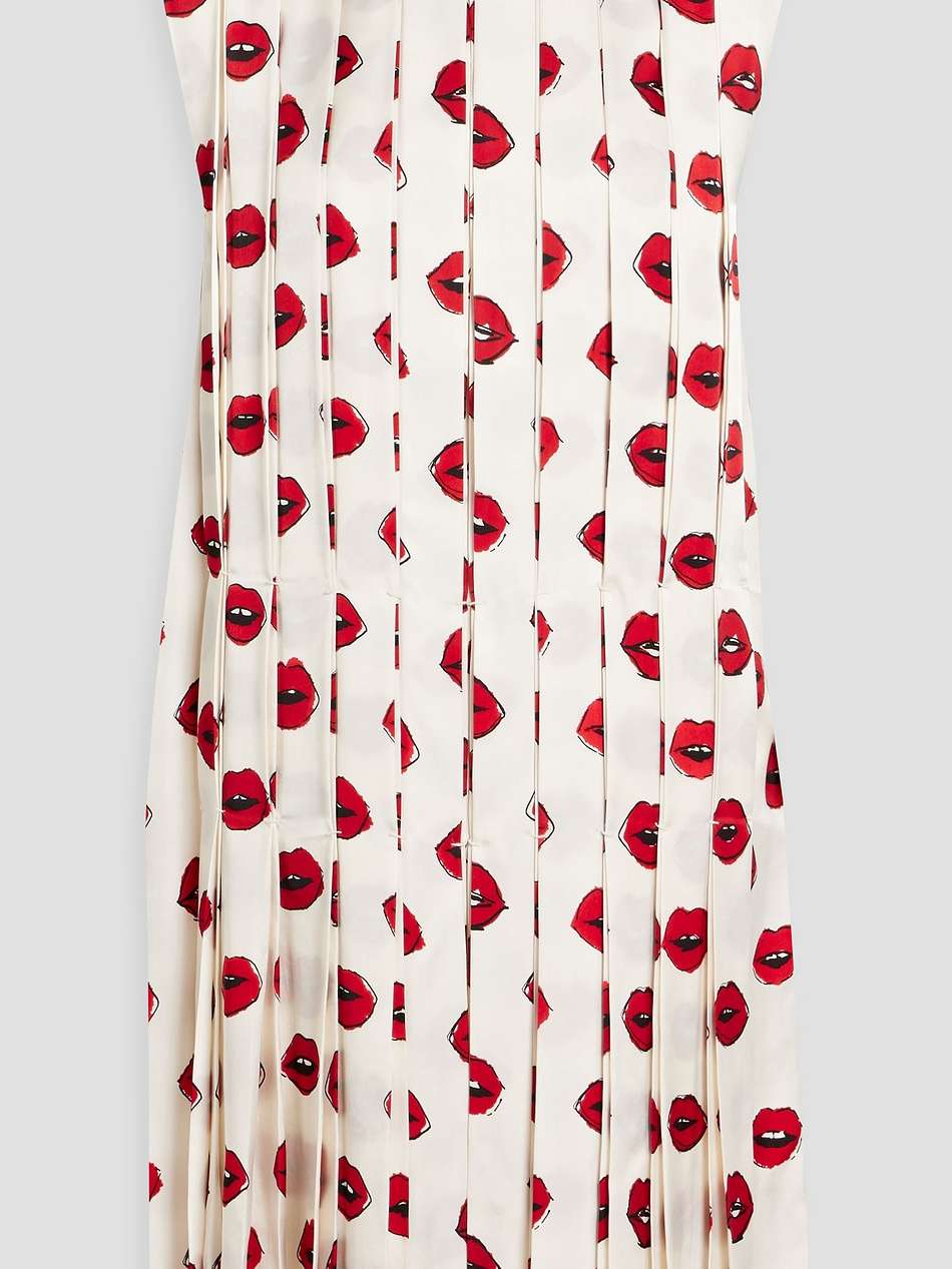 blaz pleated printed cupro-satin dress