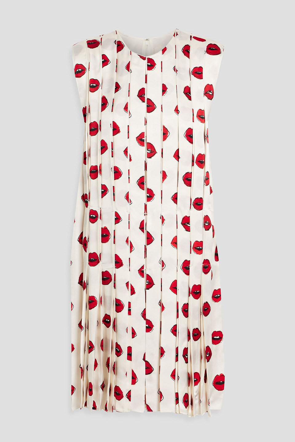 Blaz pleated printed cupro-satin dress