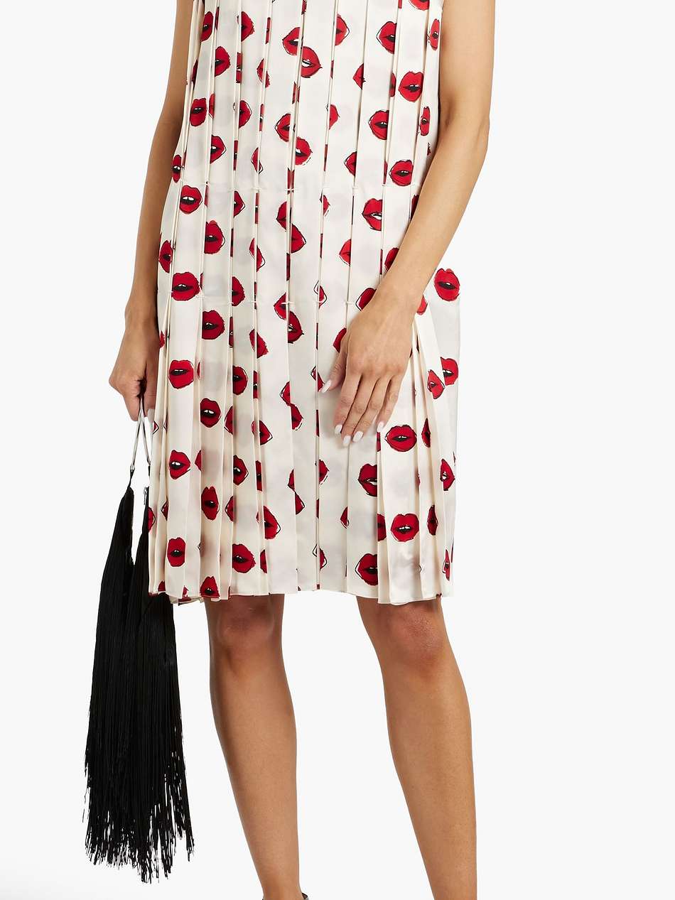 blaz pleated printed cupro-satin dress