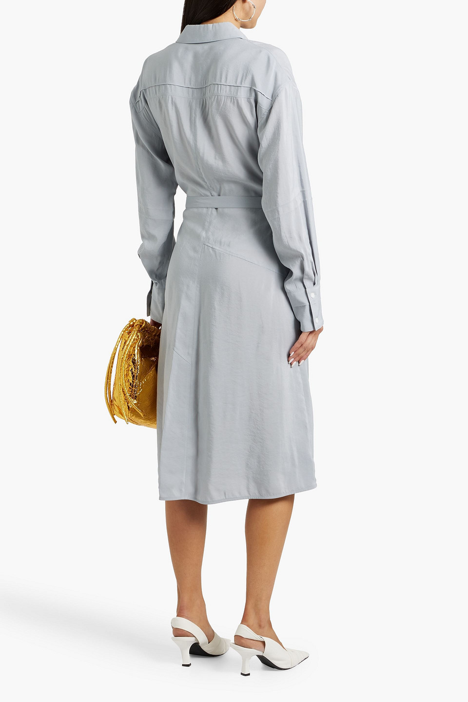 PROENZA SCHOULER CREPE DE CHINE MIDI SHIRT DRESS